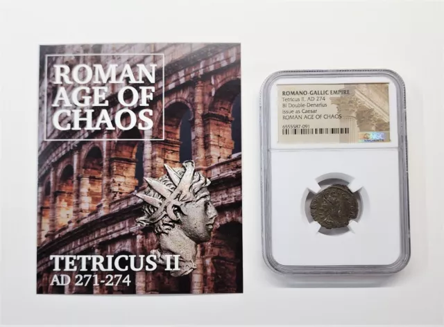 AD 274 BI Double-Denarius - Tetricus II, Roman Age of Chaos Ancient Coin - NGC