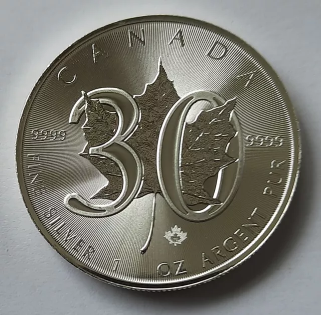 Kanada Maple Leaf 2018 (30 Jahre Jubiläum / Auflage: 250.000) 1 Unze Silbermünze