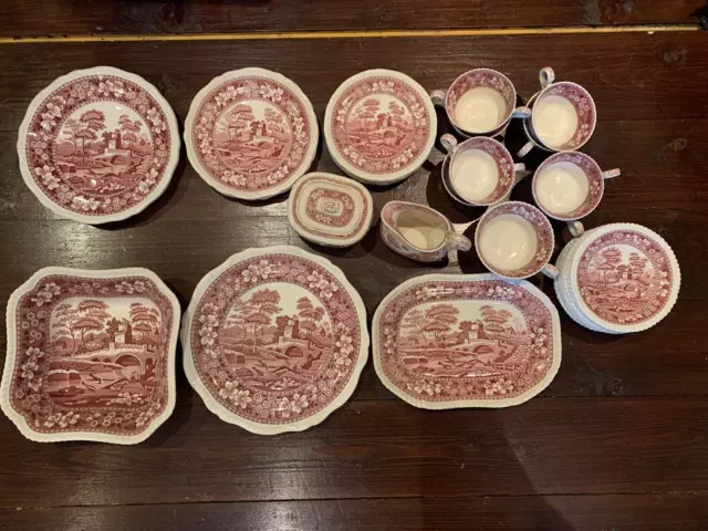 Set Of 33 items Copeland Spode's Tower Red and White. Very Good Condition