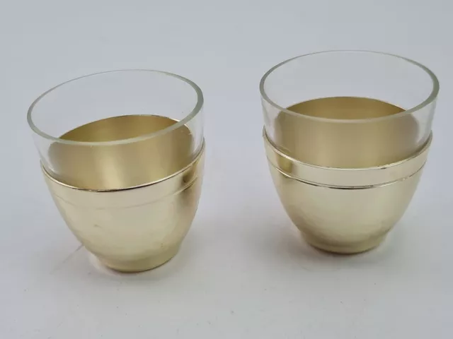 6x Likörbecher mit Aluhalterung DDR goldfarben alt Retro vintage #2311457 2