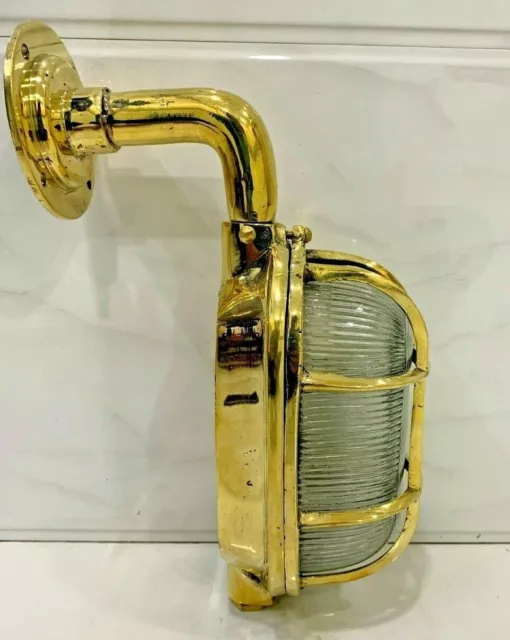 Lote de 2 luces de pared dorada jaula de mamparo estilo industrial vintage