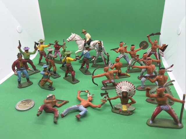 Figurine Elastolin Cavalier Indien Soldat Far West - 1:32 - état Très Bon