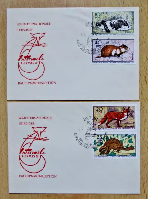 2 ETB FDC DDR 1970 - Int. Rauchwarenauktion Leipzig  Tiere  Mi-Nr. 1541-1544