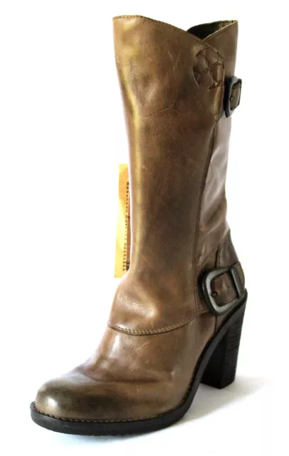 Bottes Femme Cuir Marron Chaussures à Talon  T 37 NEUVES"Goldmud" pas chères