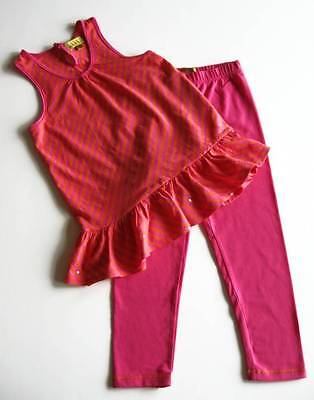 Nicole Miller Girls Pink/Orange Striped Top/Leggings Set (5) NWT
