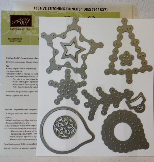 Stampin Up Festivo Costura Thinlits Framelits Sizzix Bigshot Troqueles Navidad