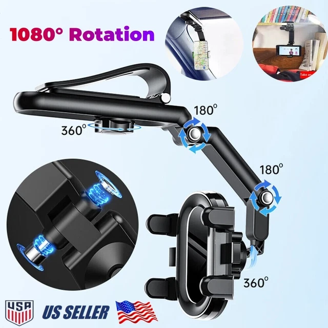 1080° Rotatable&Retractable Car Phone Holder Multifunctional Sun Visor Rack US