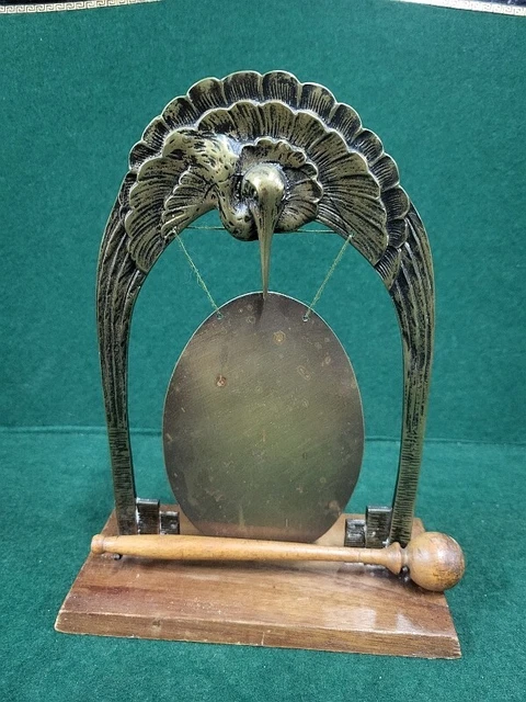 Gong Ancien Pays Basque – Cuivre Et Fer Forgé, Style Art Déco, H 20,5 Cm