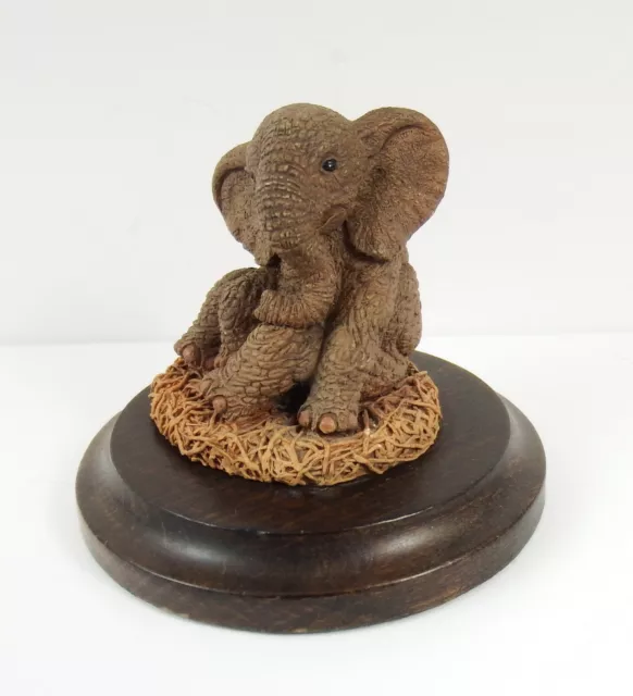 Very Cute 1994 Country Artists Elephant Calf on Stand ~ Miniature Series