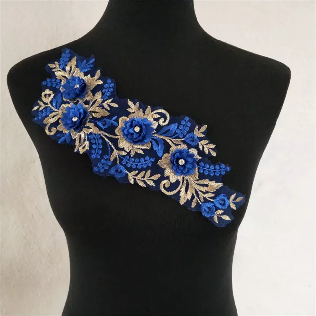 3D Blumen Spitze Kragen Ausschnitt Nähen Applikation Collar Patch Stoff Kleid