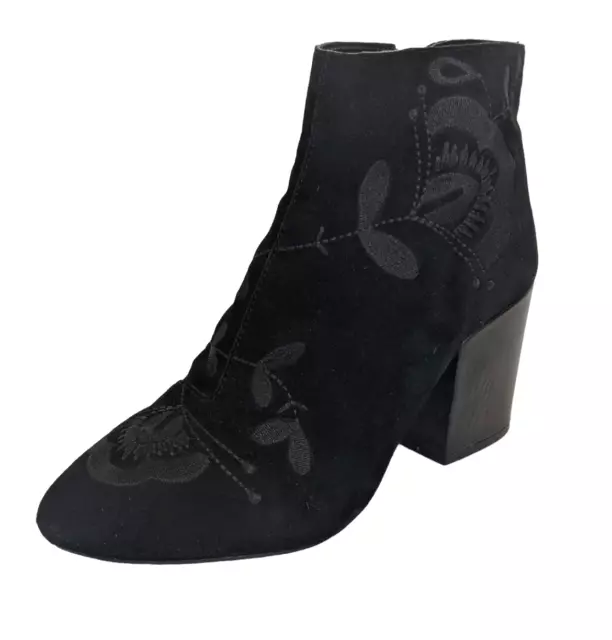 French Connection Ankle Boots  Women's Size 8  Dilyla Embroidered  Black Suede