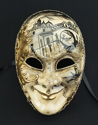 Mask from Venice Bridge Of Rialto Face Joker Black Golden - 200 VG5B