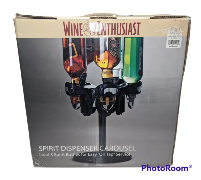 Dispensador de alcohol de botella de licor Wine Enthusiast carrusel 5 botellas fácil de tocar