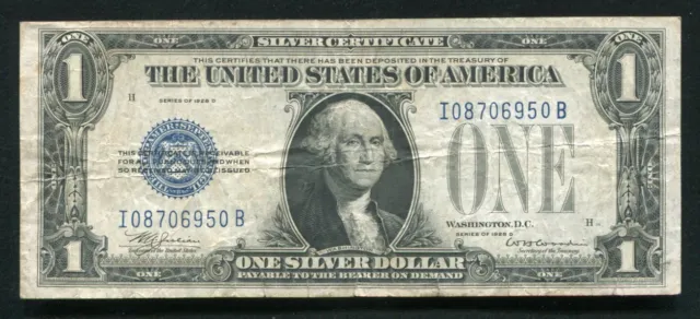 Fr1604 1928-D $1 One Dollar "Funnyback" Silver Certificate “I-B Block” Scarce Vf