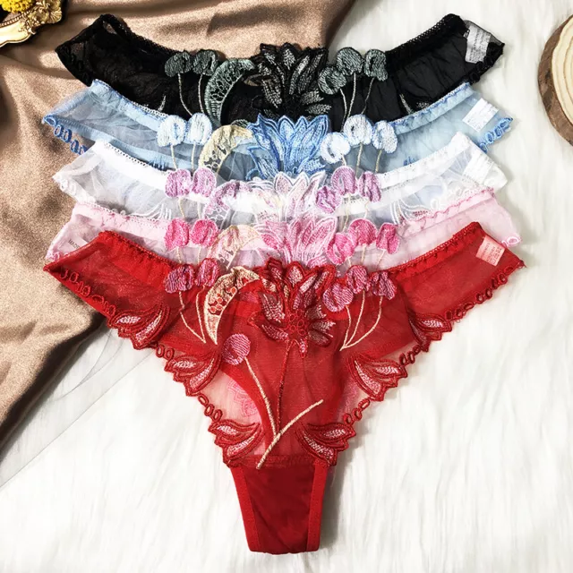 5 Packs Lot Sexy Womens Panties Thongs G String Sheer Lingeries Cheeky Briefs