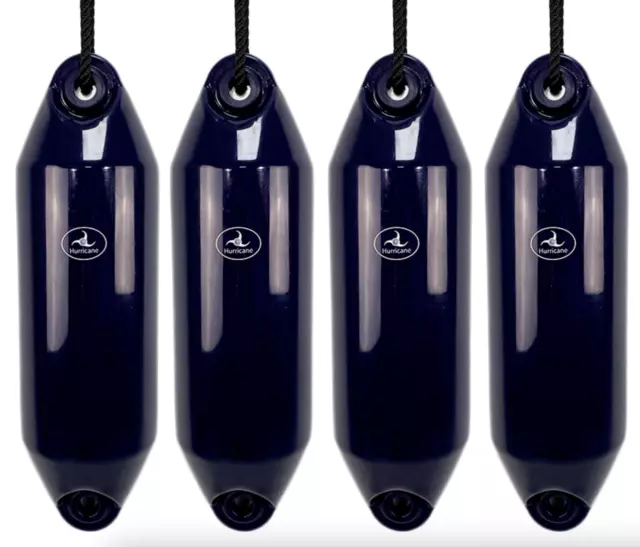 4 x HURRICANE Boat Fenders: Navy PM02 - FREE ROPE + INFLATED