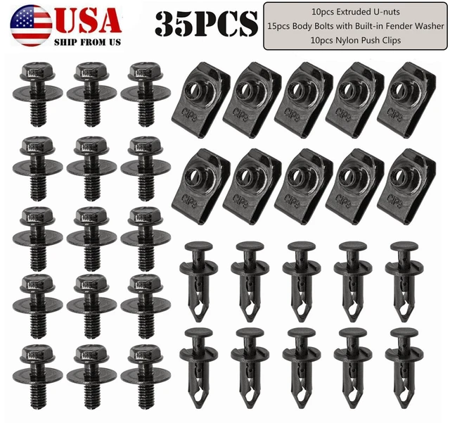 35 Car Body Bolts U-Nut Clips M6 Engine Under Cover Splash Shield Guard Fastener