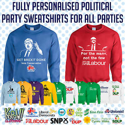 POLITICAL PARTY Custom Personalised Mens/Women's/Kids SWEATSHIRT Brexit POLITICS