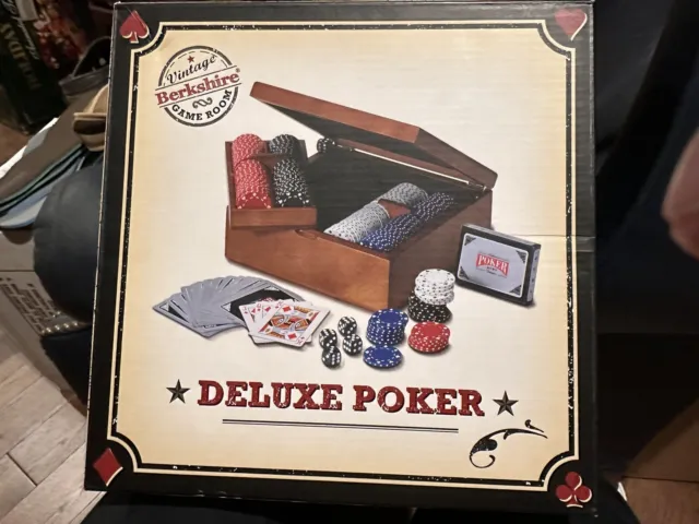 Deluxe Poker Set - New In Box - Never Used.   Cards -Chips - Dice