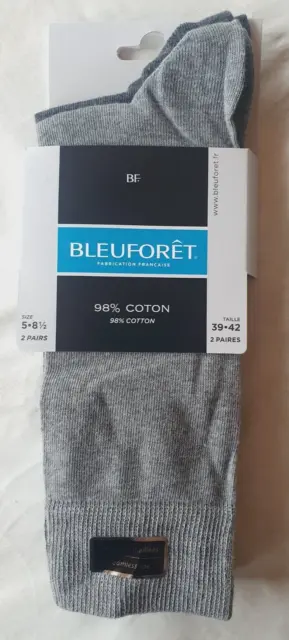 2 paires de chaussettes grises neuves 39/42 en coton Bleuforêt