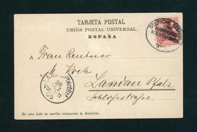 Alemán Seepost Línea Hamburg África Del Oeste Postal Las Palmas Gran Canaria