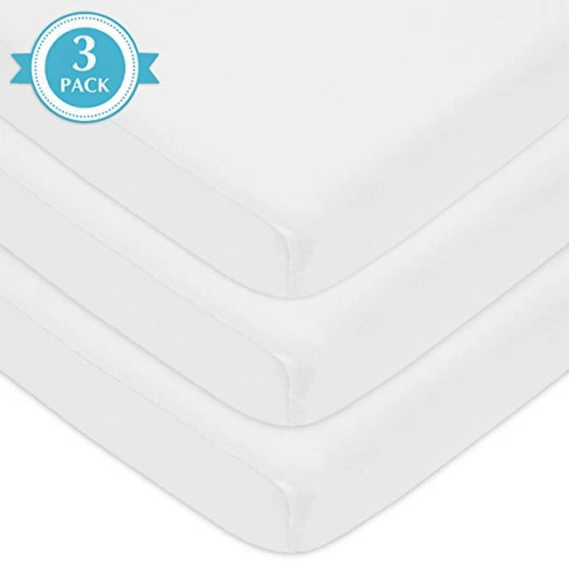 Sábanas de moisés ajustadas de punto de algodón TL Care - blancas, 3 piezas