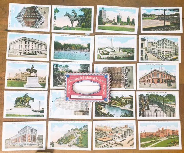 Vintage Kansas City MO Mini Souvenir Views Postcard  Set of 20