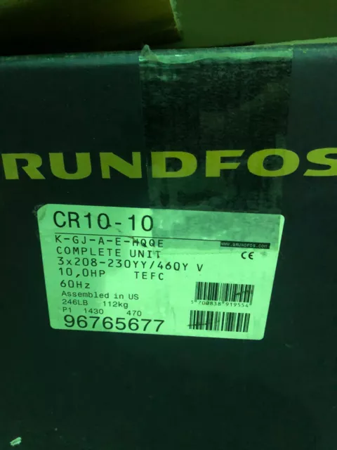 Grundfoss CR10-10 Vertical Boiler Feed Pump 10Hp 60Hz Model 96765677