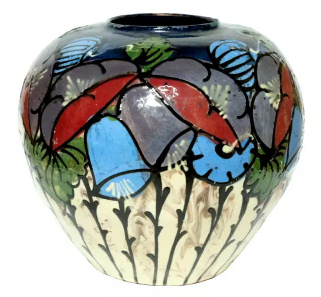 Alte Jugendstil Vase Jugendstilvase Ernst Huber Roethe Schlickenmalerei Majolika