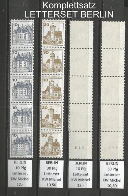 RM BERLIN Burgen und Schlösser LETTERSET Komplettsatz 5er Streifen postfrisch