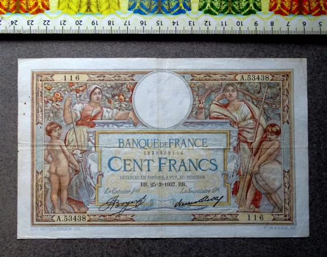 (FR2),  Billet de banque  , France, 100 Francs, Année : 1937.