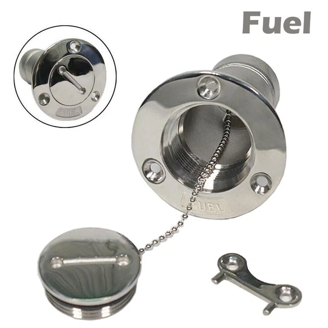 316 Stainless Steel Keyless Gas Fuel Tank Deck Filler Cap – 1.5" – For Boats & Marine – 1 Year Warranty