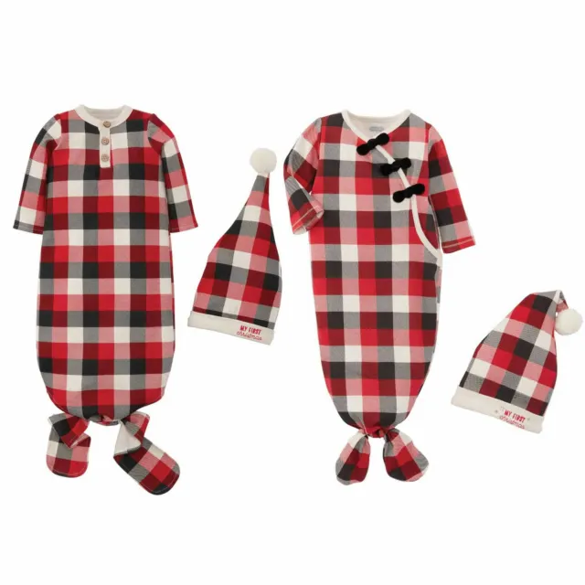 Mud Pie Buffalo Check Gown Cap Set of 2 (Girl)