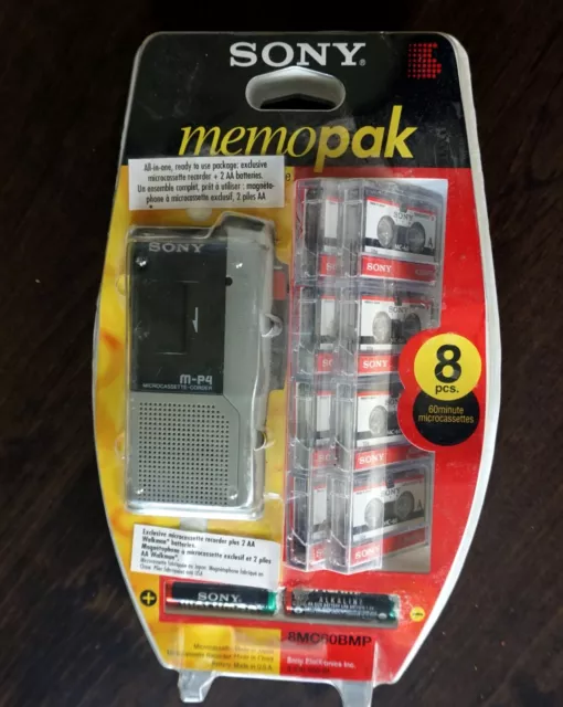 SONY Memopak Cassette Corder M-P4 Microcassette Voice Recorder 2-speed NEW