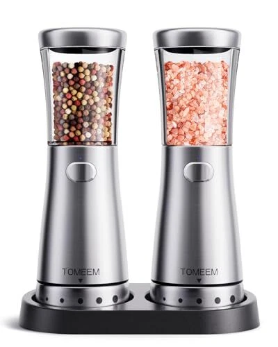 Set De 2 Moulins à Sel Et Poivre - Inox Et Verre, Mouture Réglable, Facile à Remplir Et Utiliser En Cuisine
