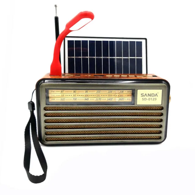 Radio Solar Am/Fm, Con Ranura Para Tarjeta Tf Bluetooth Reproductor Mp3 Aux 2