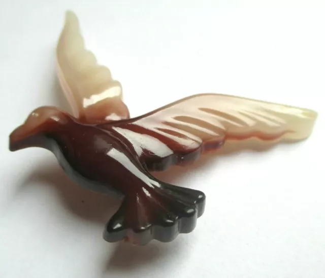 originale broche rétro années 1970 oiseau en résine beige marron bijou 3341