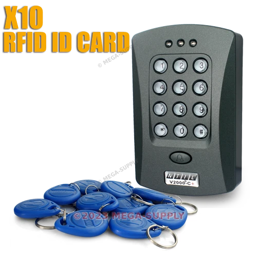 Door RFID Proximity Reader Access Control Keypad With 10 ID Cards Keyfobs NEW