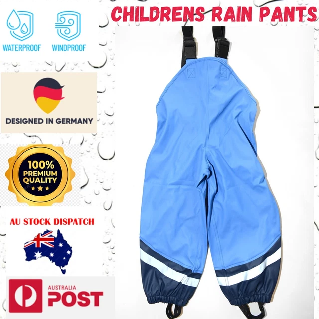 Size 3-4 Premium Kid Toddler Child Rain Overall Splash Pants Waterproof Trousers