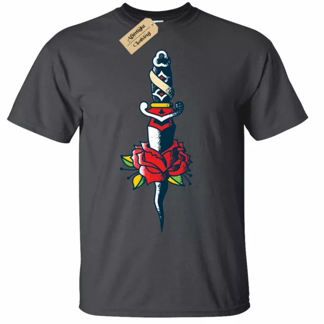 Rose Dagger Tattoo T-Shirt Mens
