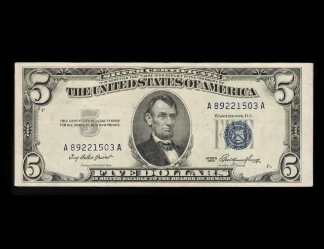 1953 ✪ 5 Five Dollar Note, Silver Certificate ✪ VF-XF ✪ ◢Free-Shipping◣