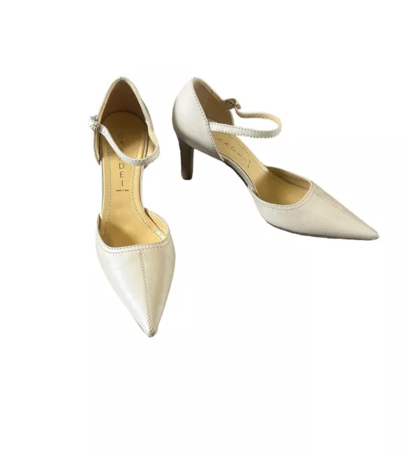 Casadei Leather Pointed Toe Ankle Strap High Heels Pump Ivory Women’s 6.5