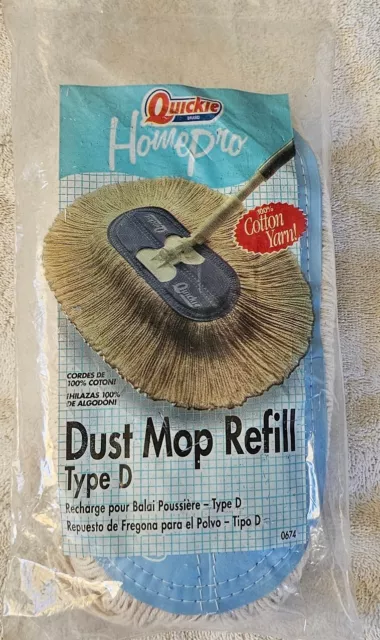 Quickie HomePro 100% Cotton Dust Mop Refill Type D - New Free Shipping