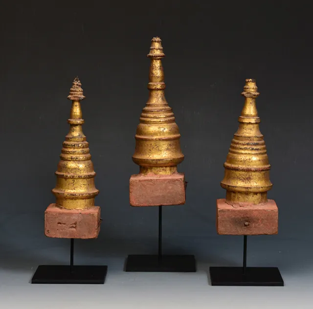 19th Century, Mandalay, A Set of Antique Burmese Wood Carving Pagoda Stupa 7