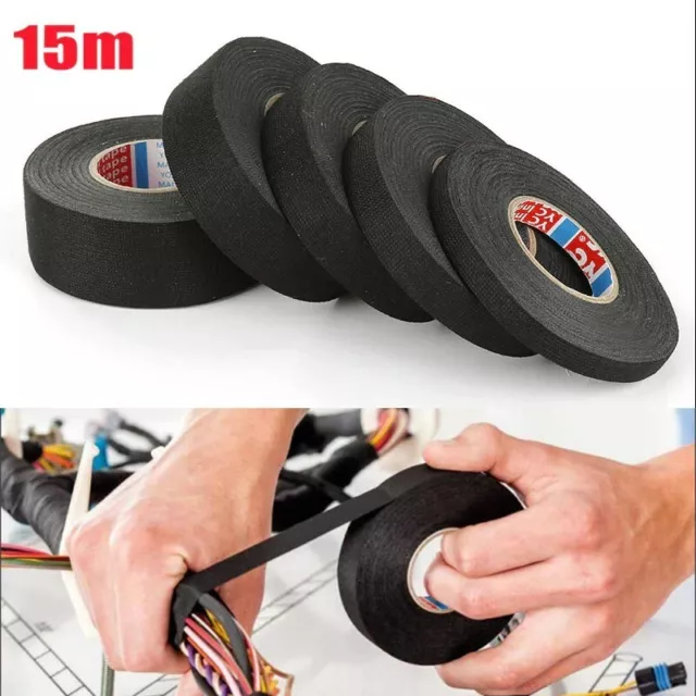 Heat-resistant Adhesive Cloth Fabric Tape For Automotive Cable 15M 9/15/19/25MM