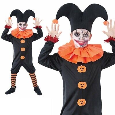 Boys Jester Costume Childrens Halloween Trick Or Treat Jesters Fancy Dress Outfi