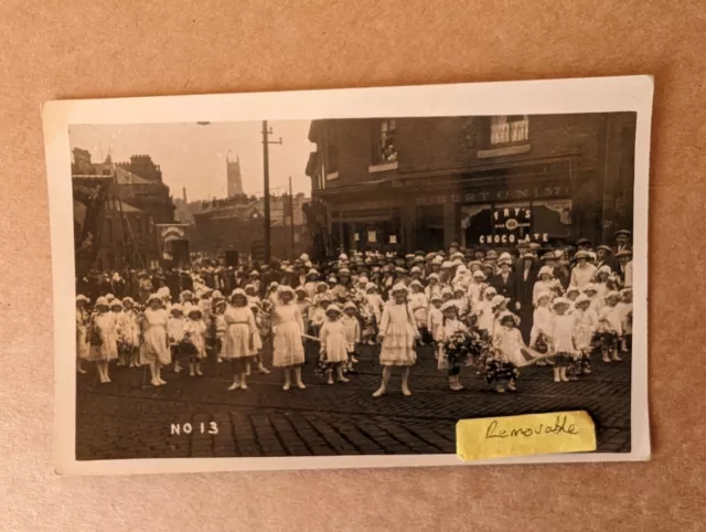 OLD PHOTO Children Girl Fancy Dress Costume May Day Shop Building MR 200