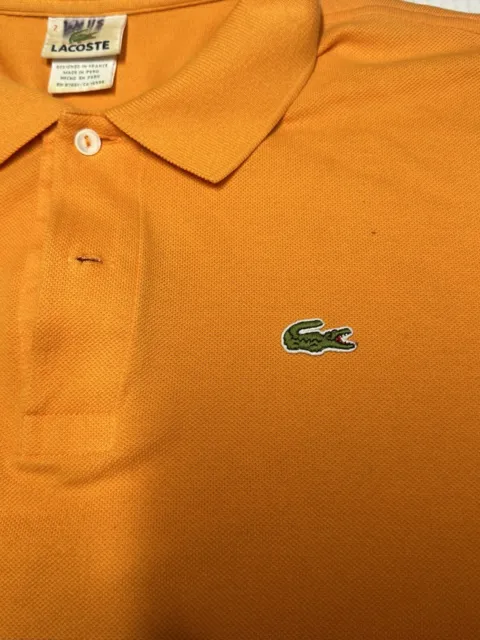 LACOSTE w Croc / Gator Logo *  Orange  Size 7 (US XL) Polo