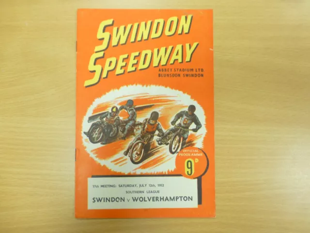 Swindon Vs Wolverhampton Speedway Programme 12/7/1952