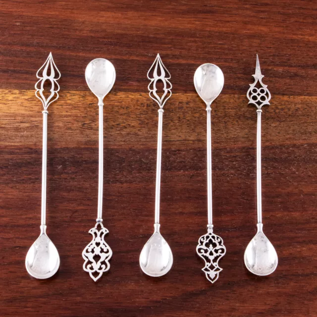 5 Armaggan Turkish Modernist Sterling Silver Coffee Spoons No Monogram